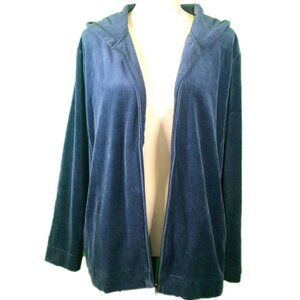 BOBBIE BROOKS (L)  Velour Zip Front Hoodie  Aqua/Teal